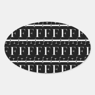 Monogram Initial Brev F Ovalt Klistermärke
