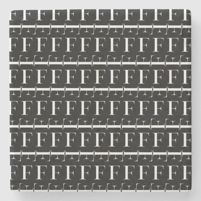 Monogram Initial Brev F Underlägg Sten (Framsidan)