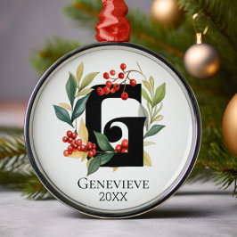Monogram Initial Brev G Berry God jul Julgransprydnad Metall