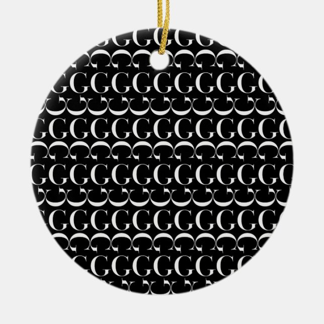 Monogram Initial Brev G Julgransprydnad Keramik (Framsidan)