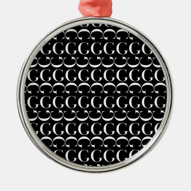 Monogram Initial Brev G Julgransprydnad Metall (Framsidan)