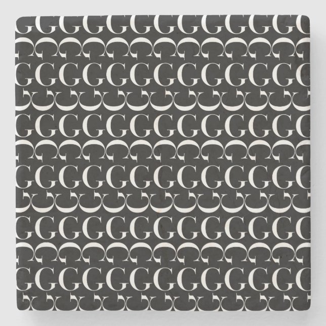 Monogram Initial Brev G Underlägg Sten (Framsidan)