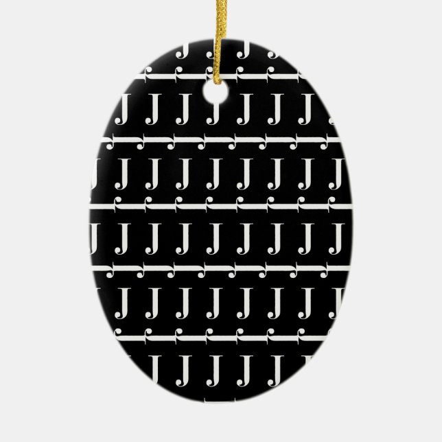 Monogram Initial Brev J Julgransprydnad Keramik (Framsidan)