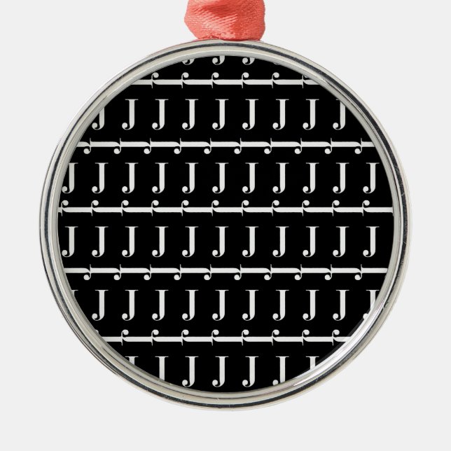 Monogram Initial Brev J Julgransprydnad Metall (Framsidan)