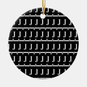 Monogram Initial Brev J, välj Bakgrund Färg Julgransprydnad Keramik