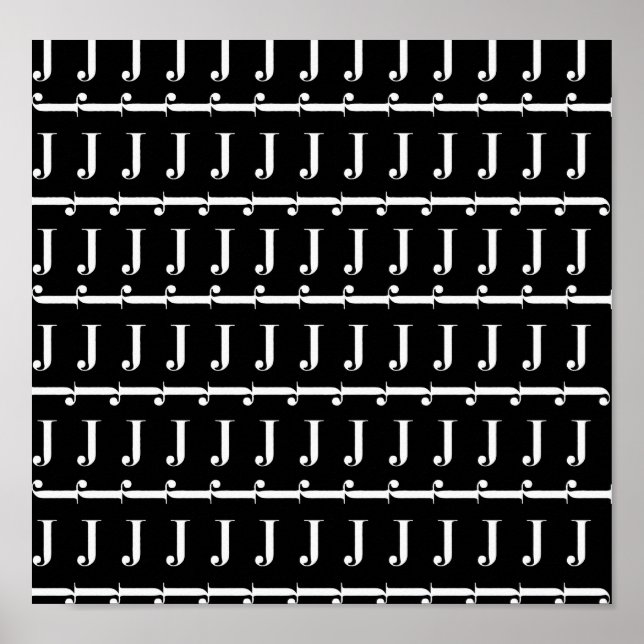 Monogram Initial Brev J, välj Bakgrund Färg Poster (Framsidan)