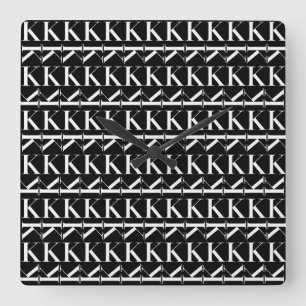 Monogram Initial Brev K Fyrkantig Klocka
