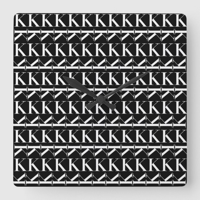 Monogram Initial Brev K Fyrkantig Klocka (Framsida)