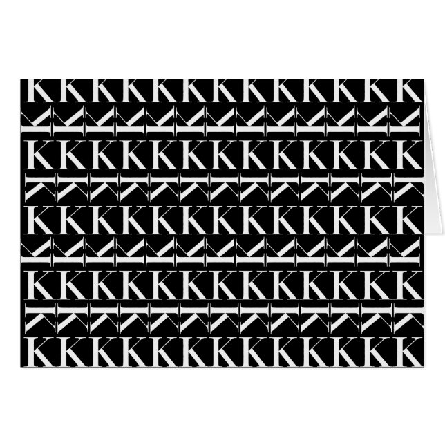 Monogram Initial Brev K Hälsningskort (Framsidan Horizontal)