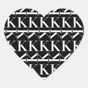Monogram Initial Brev K Hjärtformat Klistermärke