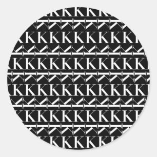 Monogram Initial Brev K Runt Klistermärke