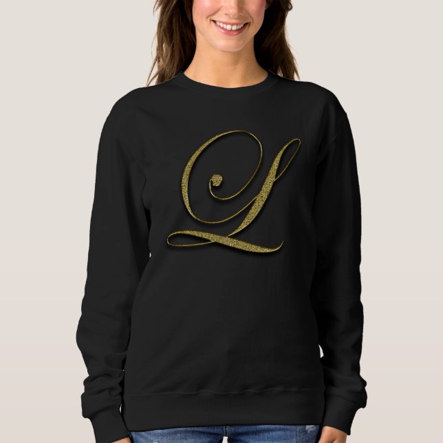 Monogram Initial Brev L Guld T Shirt (Framsida)