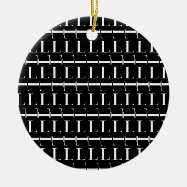 Monogram Initial Brev L Julgransprydnad Keramik (Framsidan)