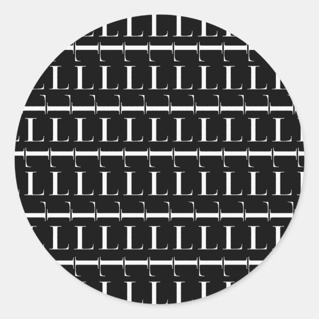 Monogram Initial Brev L Runt Klistermärke (Framsida)