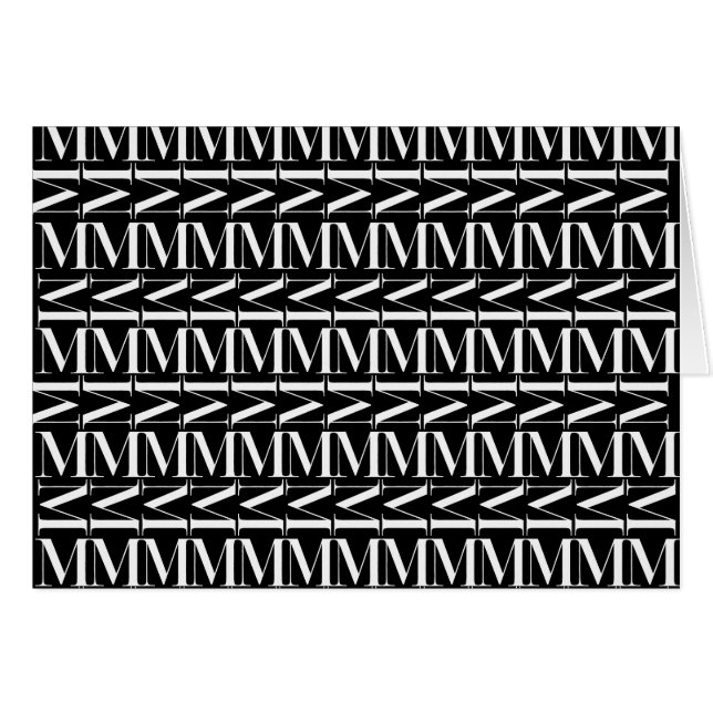 Monogram Initial Brev M Hälsningskort (Framsidan Horizontal)