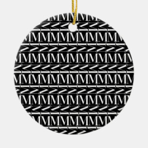 Monogram Initial Brev M Julgransprydnad Keramik