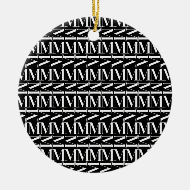 Monogram Initial Brev M Julgransprydnad Keramik (Framsidan)