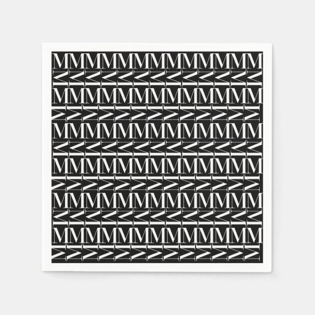 Monogram Initial Brev M Pappersservett (Framsidan)