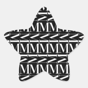 Monogram Initial Brev M Stjärnformat Klistermärke