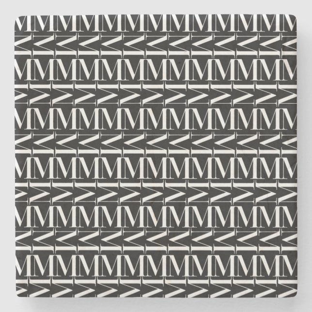 Monogram Initial Brev M Underlägg Sten (Framsidan)