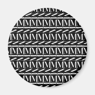 Monogram Initial Brev M, välj Bakgrund Färg Magnet