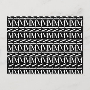 Monogram Initial Brev M Vykort