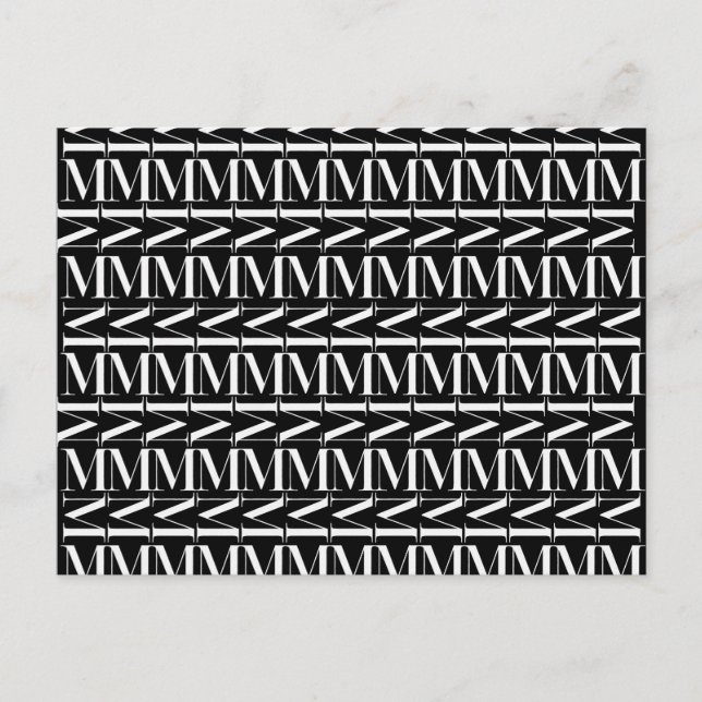 Monogram Initial Brev M Vykort (Framsida)