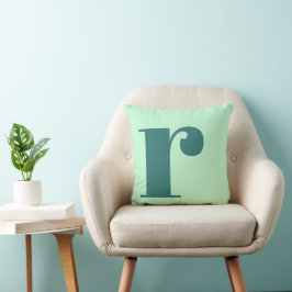 Monogram Initial Brev Mint Grönt Teal Kudde
