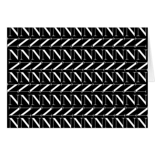 Monogram Initial Brev N Hälsningskort (Framsidan Horizontal)