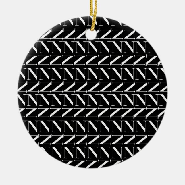 Monogram Initial Brev N Julgransprydnad Keramik (Framsidan)