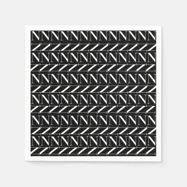 Monogram Initial Brev N Pappersservett (Framsidan)