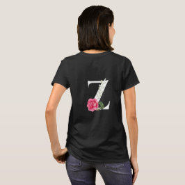 Monogram Initial Brev Z i vit med Rosa ros T Shirt
