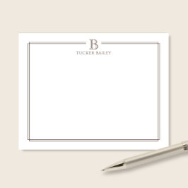 Monogram Initial Brun Dubbel Ram Professionell Anteckningskort