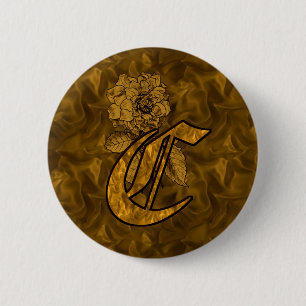 Monogram initial C Elegant guldpeonyblomma Knapp