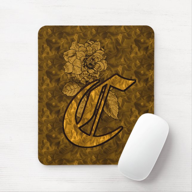 Monogram initial C Elegant guldpeonyblomma  Musmatta (Med mus)