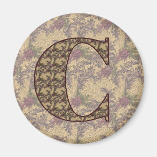 Monogram initial C Elegant Vintage Blommig Magnet