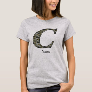 Monogram initial C Hortensia blommor Personlig T Shirt