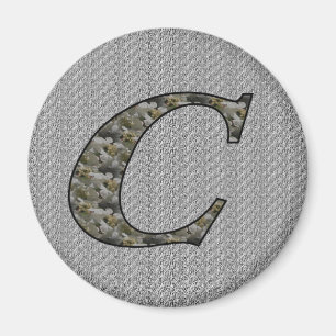 Monogram initial C Hydrangea blommor Magnet