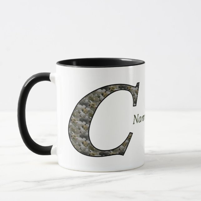 Monogram initial C Hydrangea Blommor Personlig Mugg (Vänster)