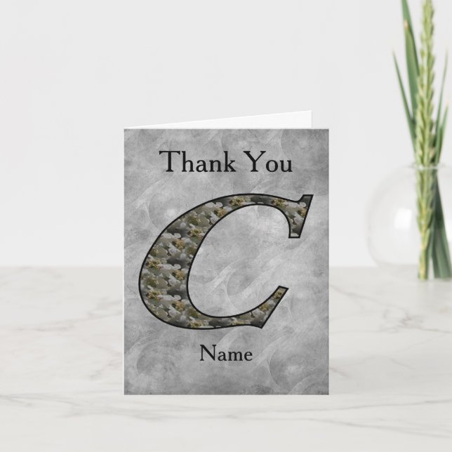 Monogram initial C Hydrangea blommor Personlig Tack Kort (Framsida)