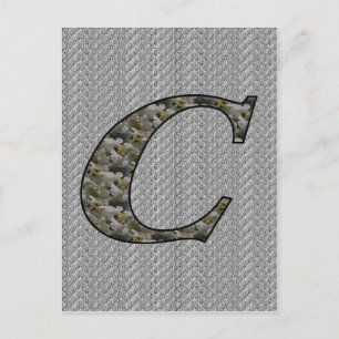 Monogram initial C Hydrangea blommor Vykort