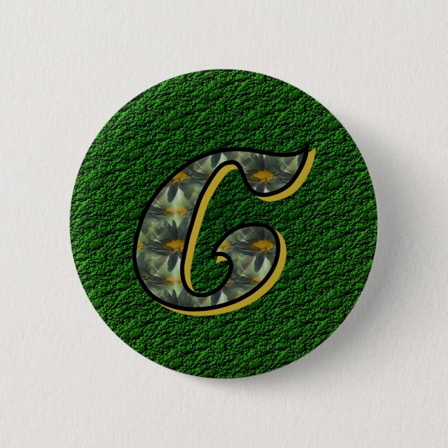 Monogram initial C Prästkragar Blomsterkonst Knapp (Framsida)