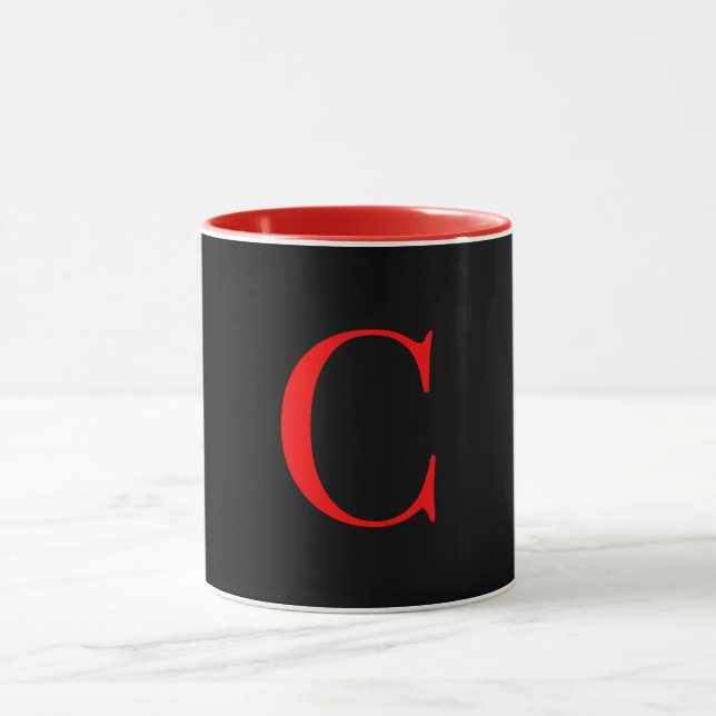 Monogram initial C röd insida svart utsida  Mugg (Center)