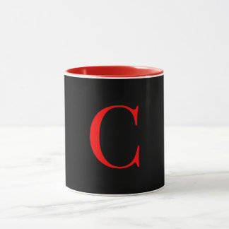 Monogram initial C röd insida svart utsida Mugg