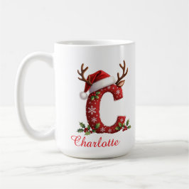 Monogram initial c snowflakes merry Christmas Kaffemugg