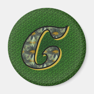 Monogram initial C Tusenskönor Blommig konst Magnet
