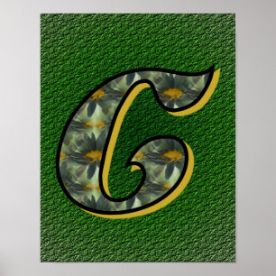 Monogram initial C tusenskönor blommig konst Poster