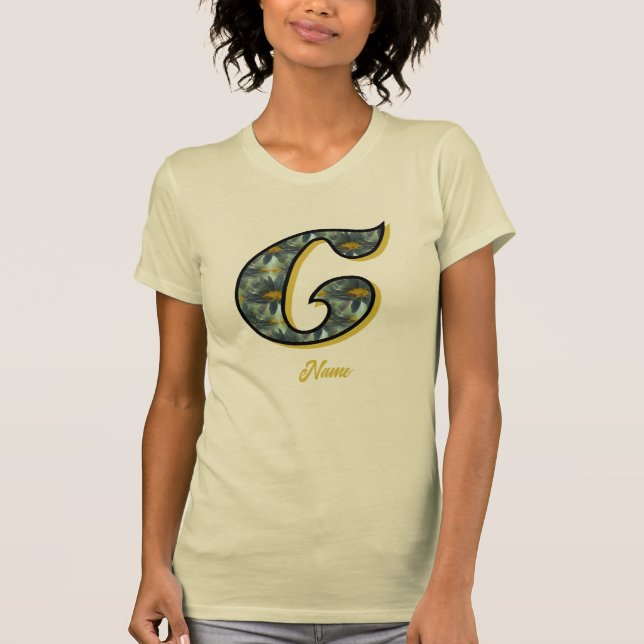 Monogram initial C tusenskönsblomma konst personli T Shirt (Framsida)