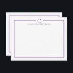 Monogram Initial Casual Purple Border Stationery Anteckningskort<br><div class="desc">This design features a thin double border with space for a monogram and name and coordinating back design. Click the customize button if you would like to adjust the design elements and/or further modify the text! Variations of this design, additional colors, as well as coordinating products are available in our...</div>