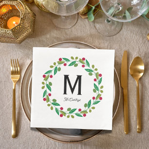 Monogram initial - Chrismas-krans Pappersservett